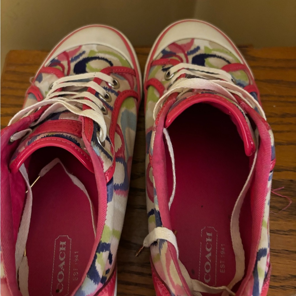 Coach Barrett Vibrant Pink and Cream Sneakers - Picture 8 of 10